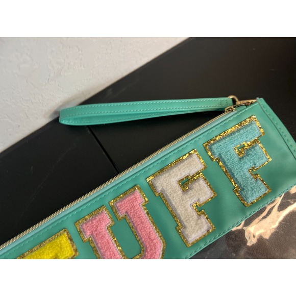 Two Clear Bags Travel Stuff Nylon Makeup Zipper Pouch Travel Cosmetic Pink Green - Picture 5 of 9